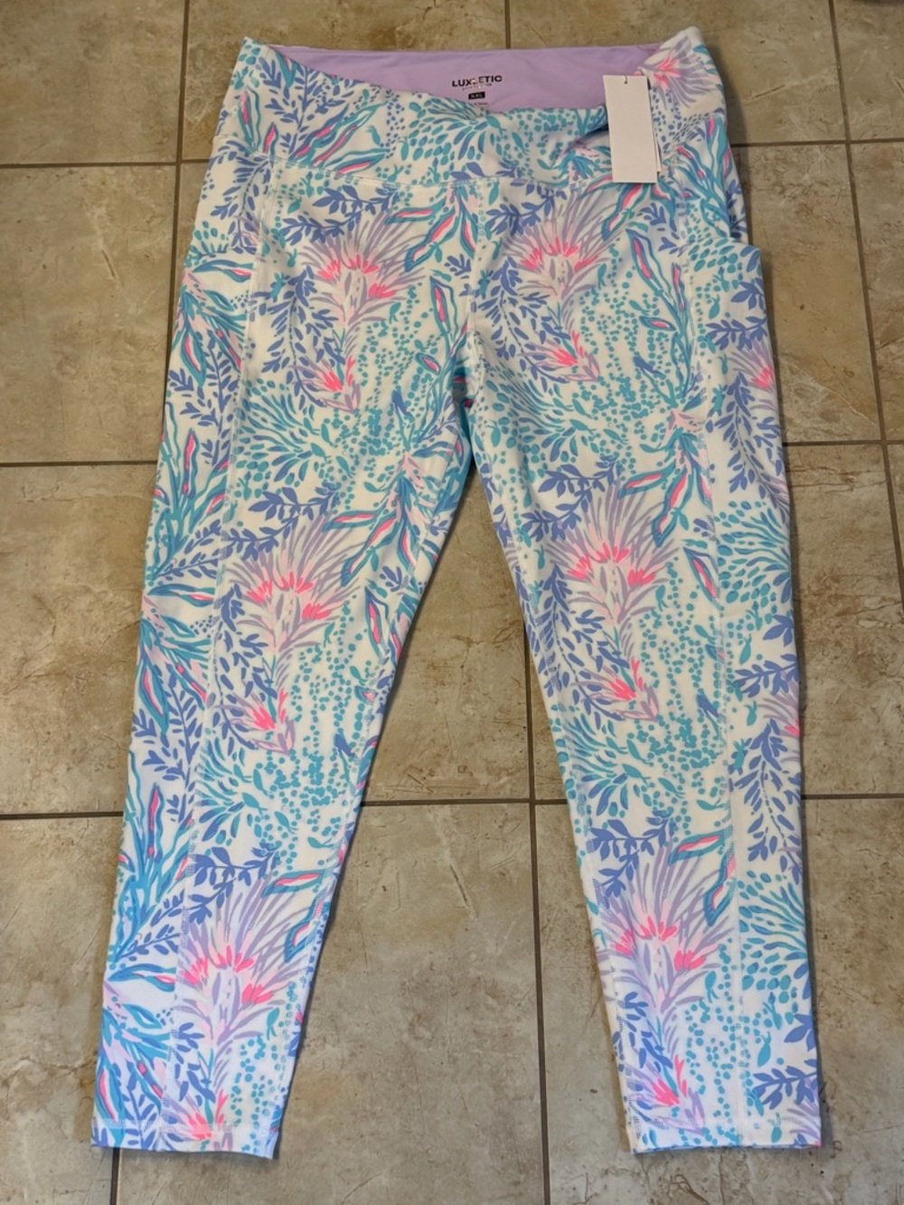 Lilly Pulitzer Luxletic Weekender Leggings UPF 50 Via Del Mar XXL NWT